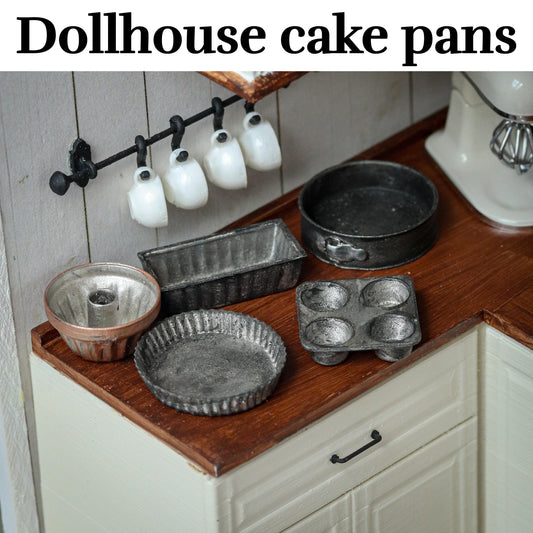 Dollhouse cake baking pans 1:12 miniature 3d printed