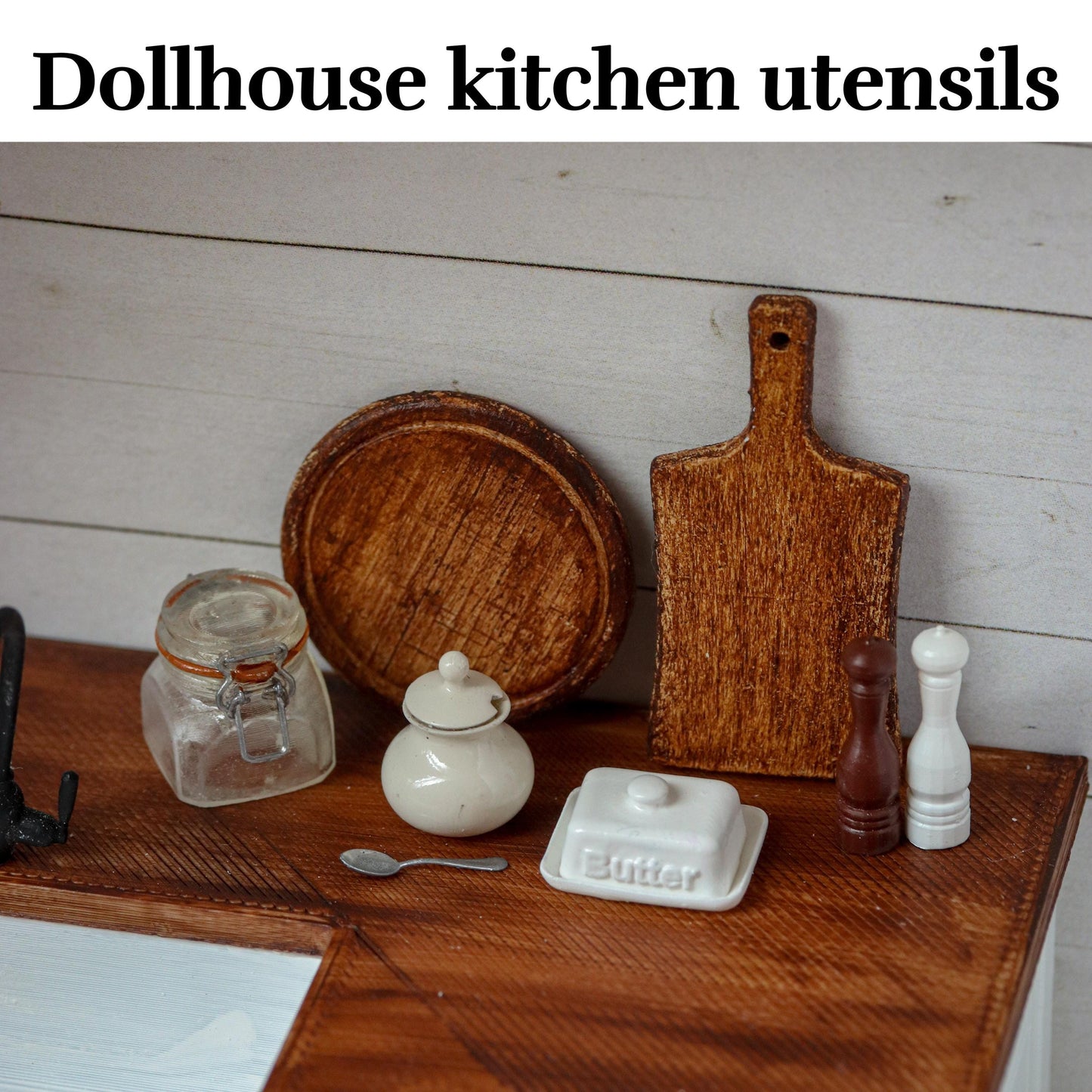 Dollhouse kitchen utensils 1:12 miniature butter 3d printed