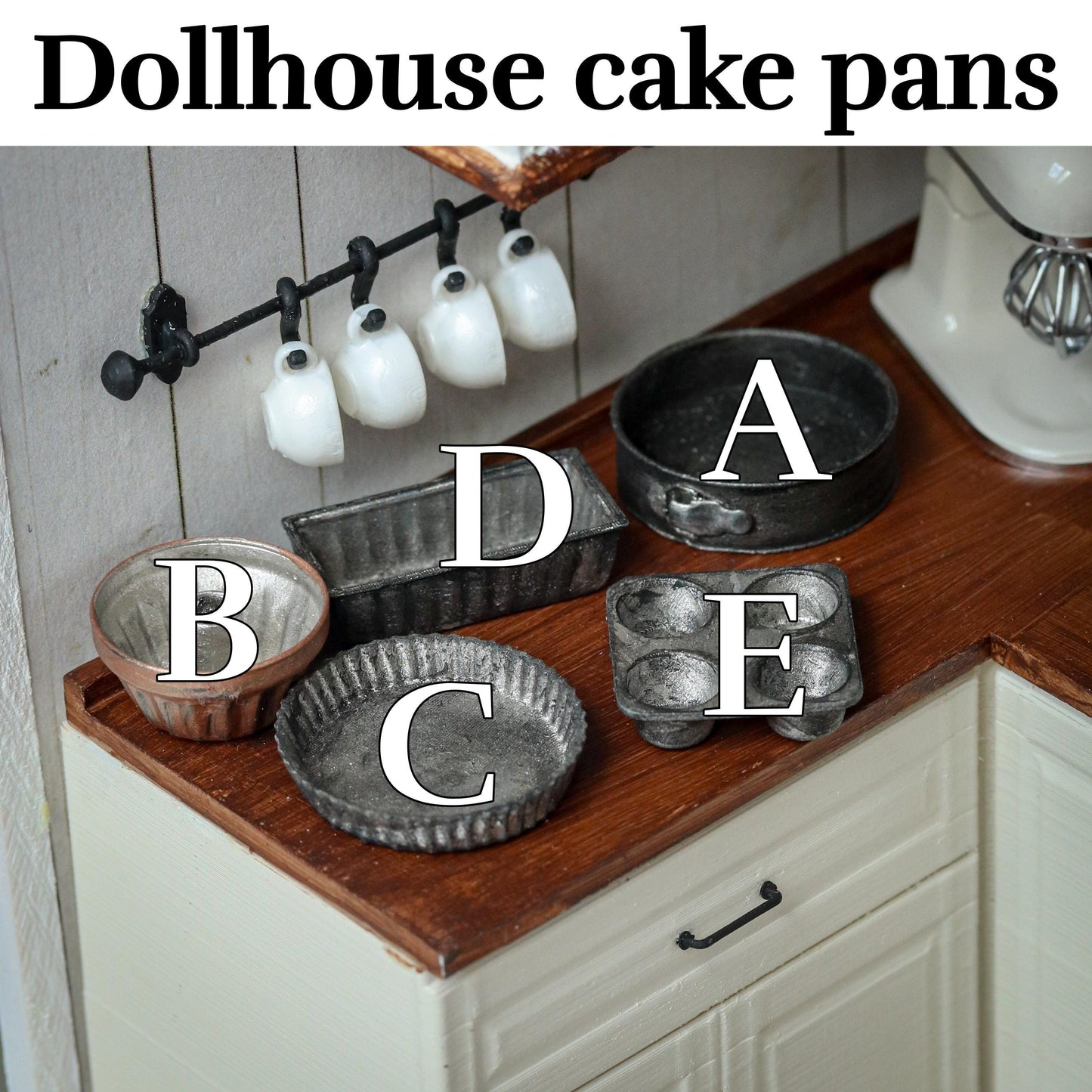 Dollhouse cake baking pans 1:12 miniature 3d printed