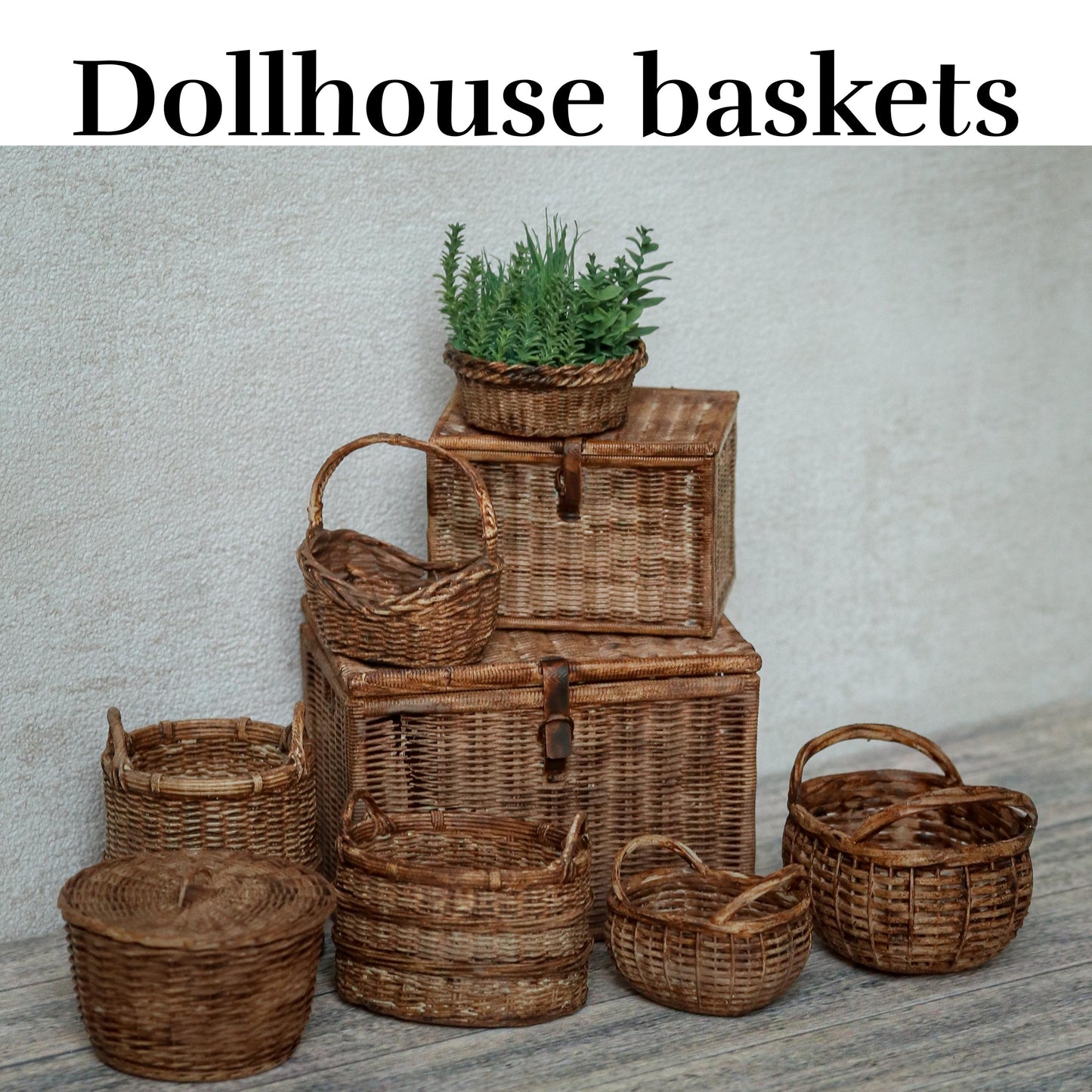 Dollhouse basket and chest 1:12 miniature 3D printed